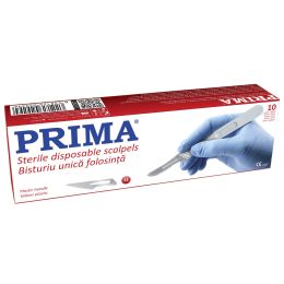 Медицинска практика - Хирургически скалпел за еднократна употреба, с въглеродна стоманена остриета и дръжка, № 11, 10 броя