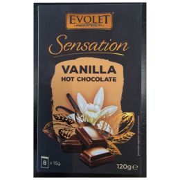 Биротика и стационарни/Продукти за кафенета/кафе - Evolet Sensation инстантен горещ шоколад с вкус на ванилия, 8 пакетчета x 15 г