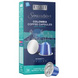 Биротика и стационарни/Продукти за кафенета/кафе - Evolet Sensation 100% арабика капсули за кафе, произход Колумбия, 10 капсули, съвместими с машини Nespresso