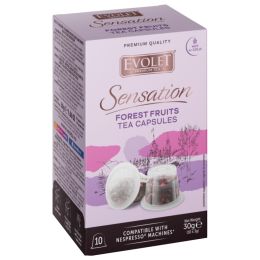 Биротика и стационарни/Продукти за кафенета/чай - Капсули за чай Evolet Sensation с горски плодове 30 г, съвместими с машини Nespresso, 10 капсули