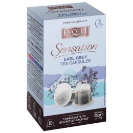 Биротика и стационарни/Продукти за кафенета/чай - Капсули за черен чай Evolet Sensation Earl Grey 25 г, съвместими с машини Nespresso, 10 капсули
